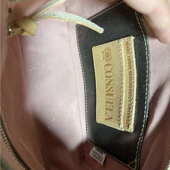 Consuela Floral Embossed Brown and Tan Satchel - Picture 6 of 11